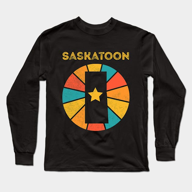 Saskatoon Saskatchewan Canada Vintage Distressed Souvenir Long Sleeve T-Shirt by NickDezArts